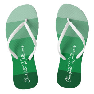 GORGEOUS GREEN COLOR STRIPE LINE PATTERN NAME JANDALS