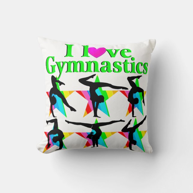 GORGEOUS GREEN I LOVE GYMNASTICS DESIGN CUSHION (Front)