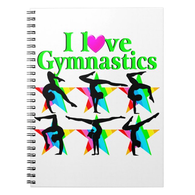 GORGEOUS GREEN I LOVE GYMNASTICS DESIGN SPIRAL NOTEBOOK (Front)