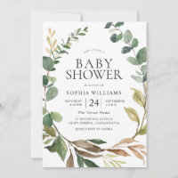 Gorgeous Green Leaves Wreath Baby Shower