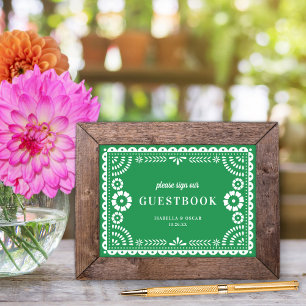Gorgeous Green Papel Picado Wedding Guestbook Sign