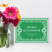 Gorgeous Green Papel Picado Wedding Guestbook Sign