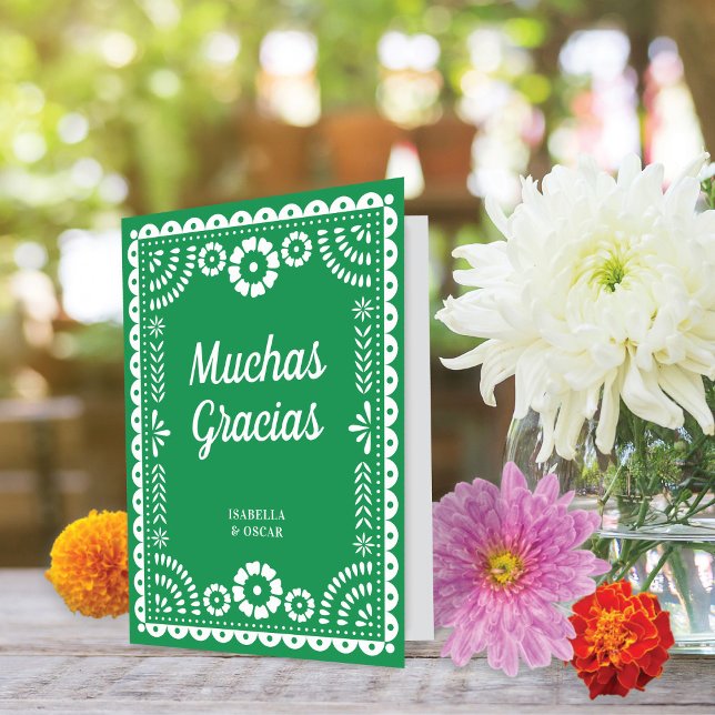 Gorgeous Green Papel Picado Wedding Thank You Card (Creator Uploaded)