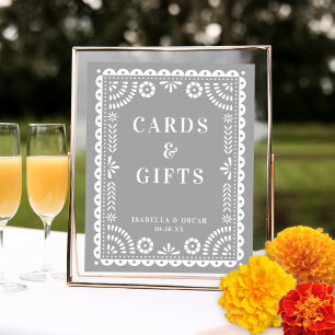 Gorgeous Grey Papel Picado Wedding Reception Sign