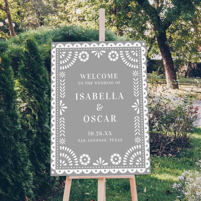 Gorgeous Grey Papel Picado Wedding Welcome Sign (Creator Uploaded)