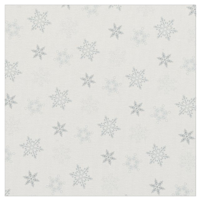 Gorgeous Grey Snowflakes Pattern Fabric (Close Up)