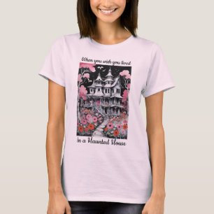 Gorgeous Halloween Haunted House Floral T-Shirt