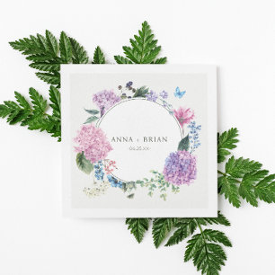 Gorgeous Hand-painted Hydrangea Floral Wedding Napkin