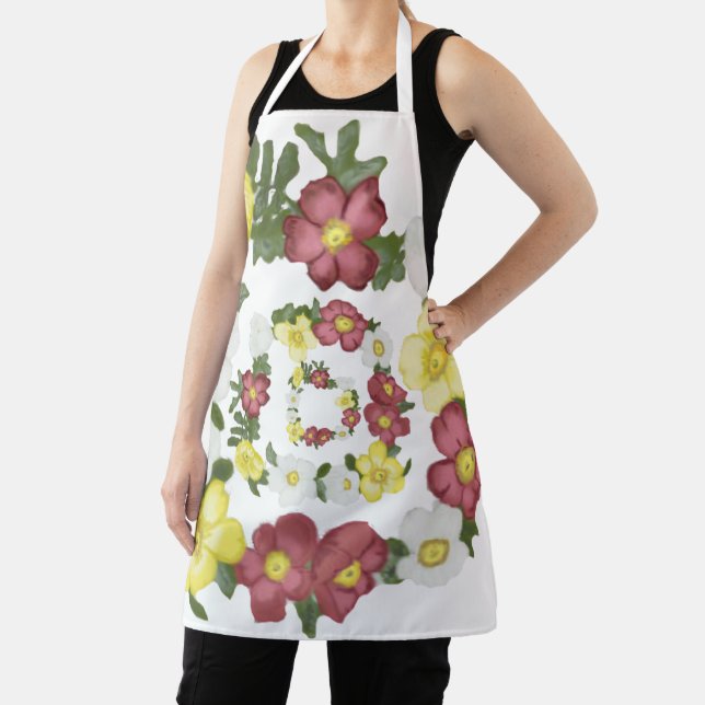 Gorgeous Hand painted Wild Rose Apron (Insitu)