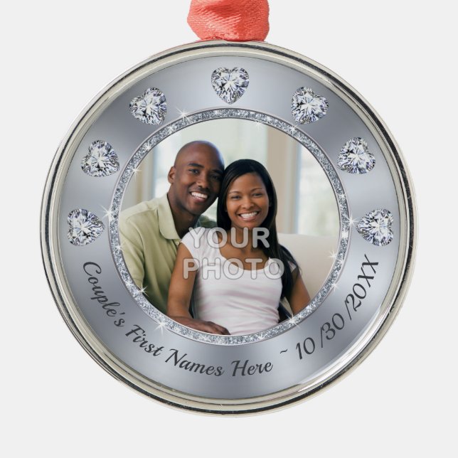 Gorgeous Heart Diamonds, Wedding PHOTO Ornament (Front)