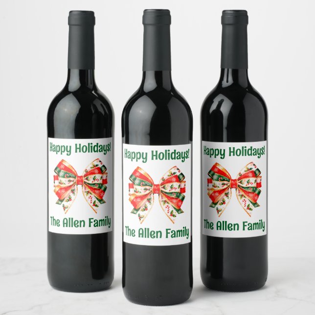 Gorgeous holiday wine bottle personalized wine label (Bottles)