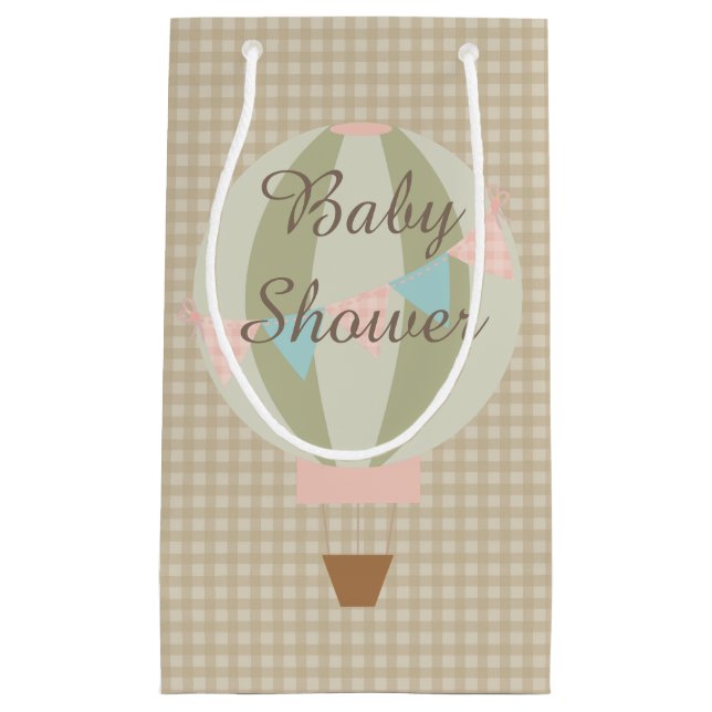 Gorgeous Hot Air Balloon Neutral Baby Shower Small Gift Bag (Front)
