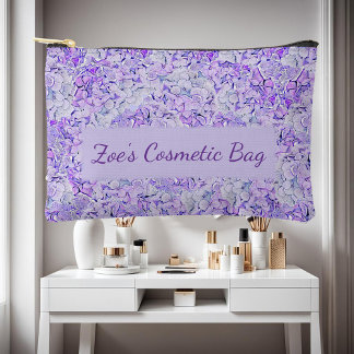 Gorgeous hydrangea pattern in lavender, floral  accessory pouch