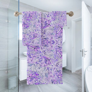 Gorgeous hydrangea pattern in lavender, floral bath towel set