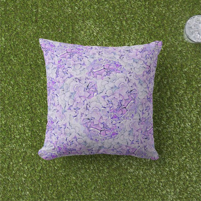 Gorgeous hydrangea pattern in lavender, floral  cushion (Grass)