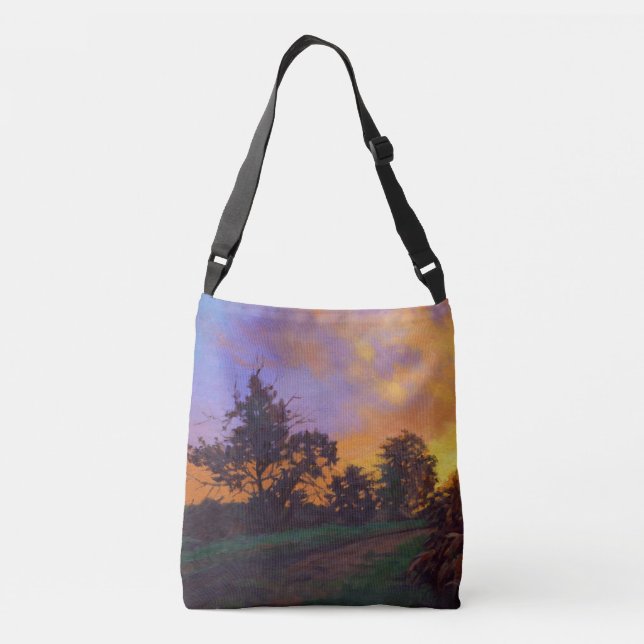 Gorgeous Illinois Farm Summer Sunset Crossbody Bag (Back)