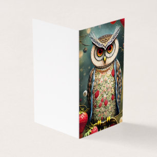 Gorgeous Intricate Winter Spring Owl Made of Ornat Business Card