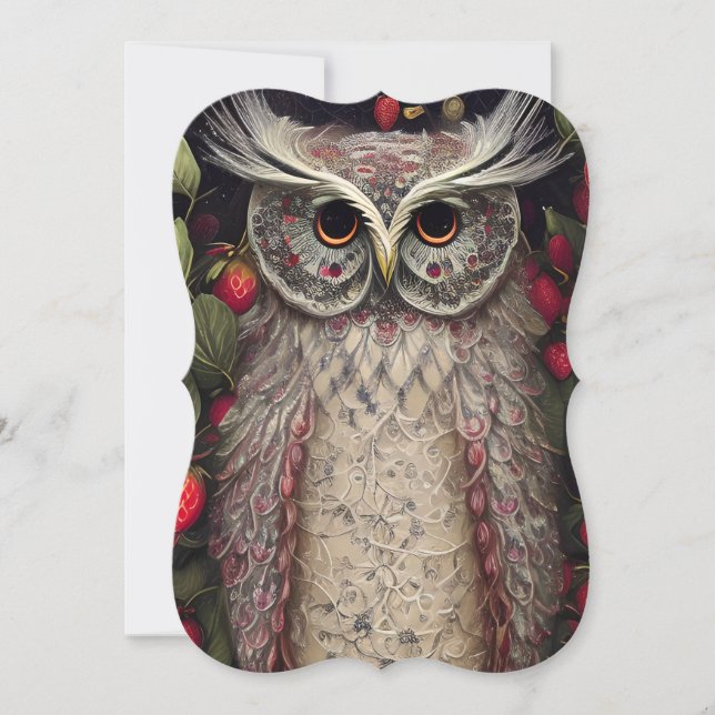 Gorgeous Intricate Winter Spring Owl Made of Ornat Card (Front)