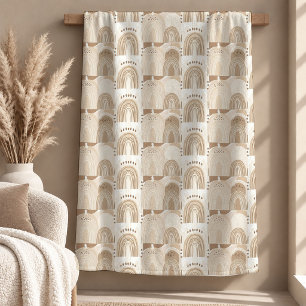 Gorgeous Ivory Beige Rainbow Leaves Blanket Decor