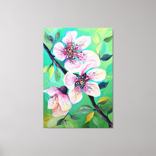 Gorgeous Japanese Sakura Cherry Tree Flowers Canvas Print (Front)