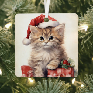 Gorgeous Kitten Christmas Metal Tree Decoration