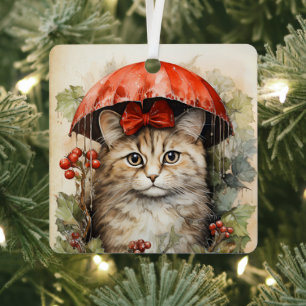 Gorgeous Kitten Christmas Metal Tree Decoration