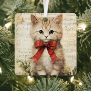 Gorgeous Kitten Christmas Metal Tree Decoration