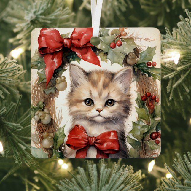 Gorgeous Kitten  Christmas  Metal Tree Decoration (Insitu)