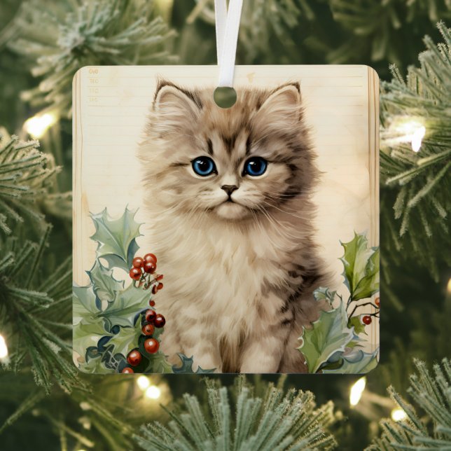 Gorgeous Kitten  Christmas  Metal Tree Decoration (Insitu)