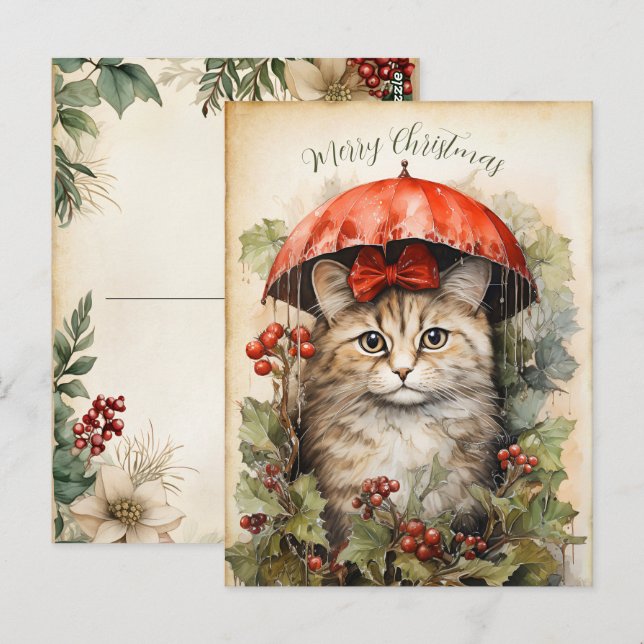 Gorgeous  Kitten  Christmas  Postcard (Front/Back)