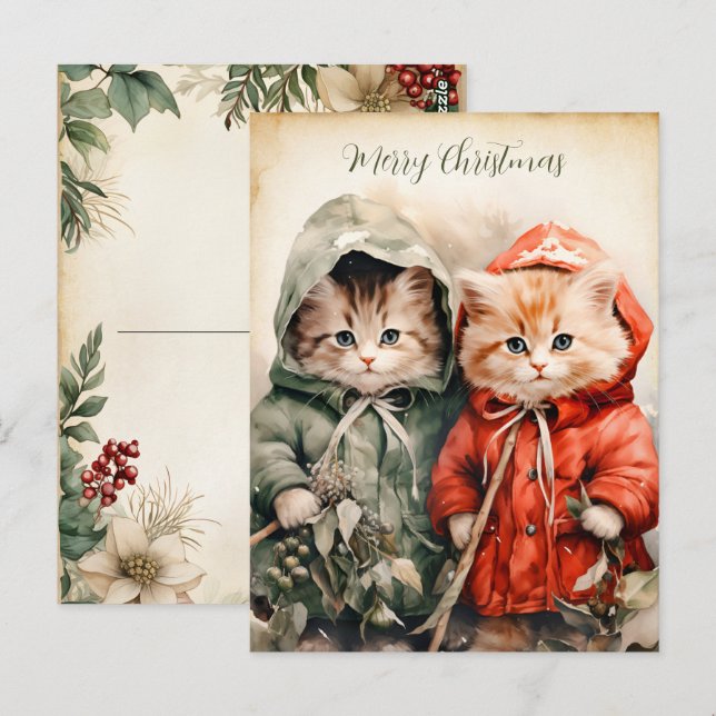 Gorgeous Kitten Couple Christmas  Postcard (Front/Back)