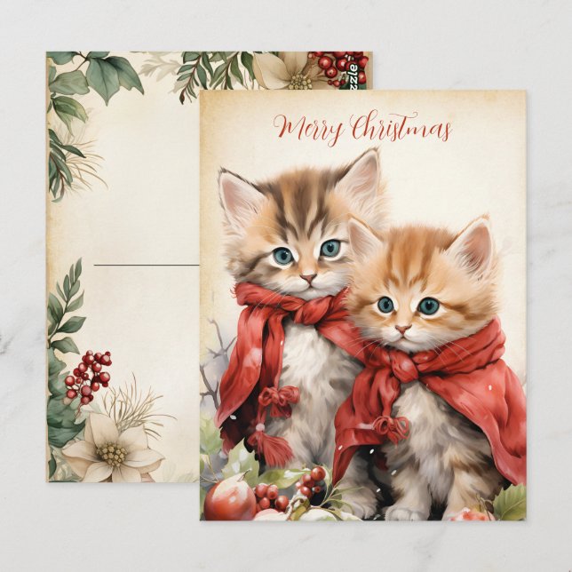 Gorgeous Kitten Couple Christmas  Postcard (Front/Back)