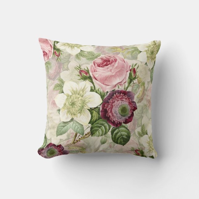 Gorgeous Larges Roses Floral Cushion (Front)