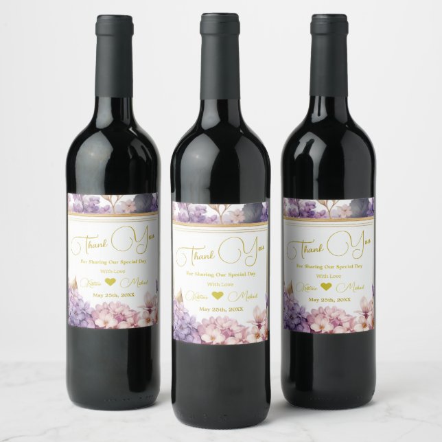 Gorgeous Lavender Vineyard | Photo Thank you Wine Label (Bottles)