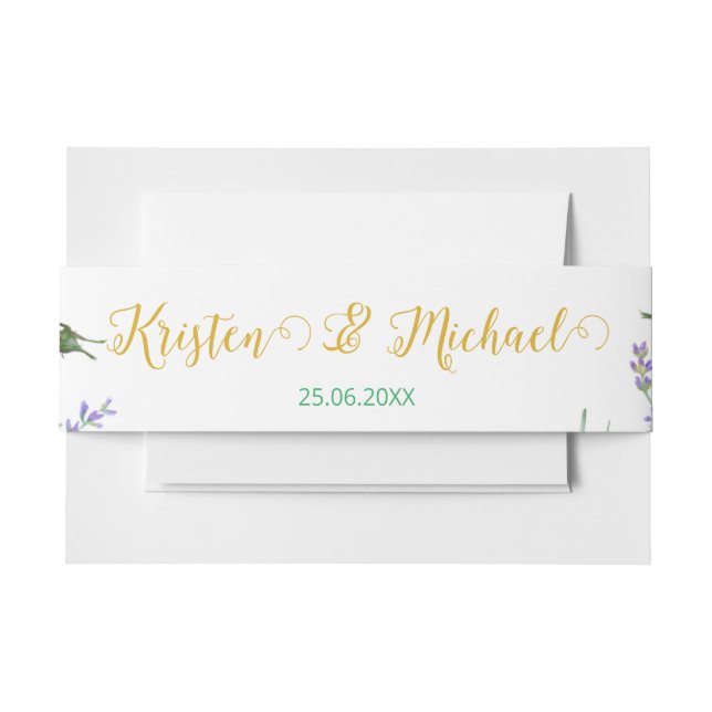 Gorgeous Lilac Lavender Vineyard Wedding Invitation Belly Band (Front Example)