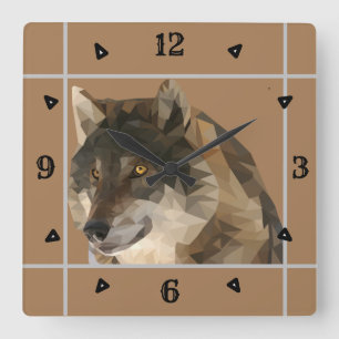 Gorgeous Low Poly Wolf Clock