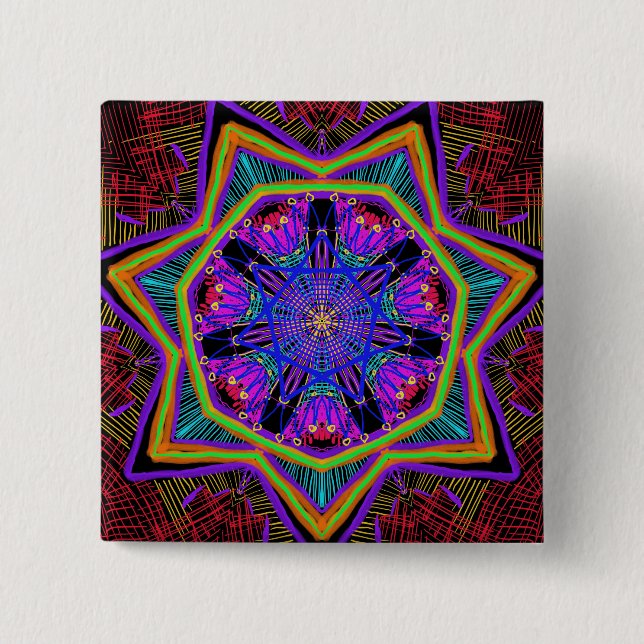 Gorgeous mandala 15 cm square badge (Front)