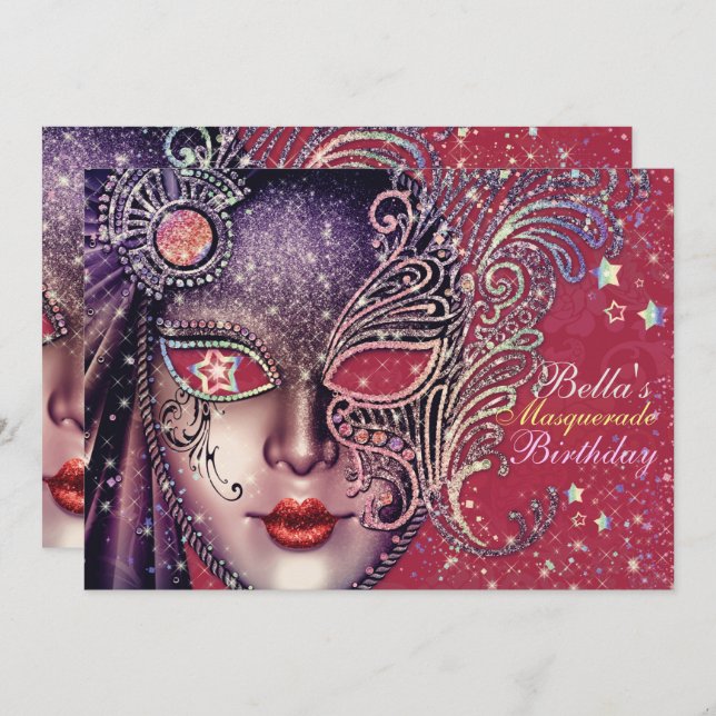 Gorgeous Masquerade Party Invitations (Front/Back)