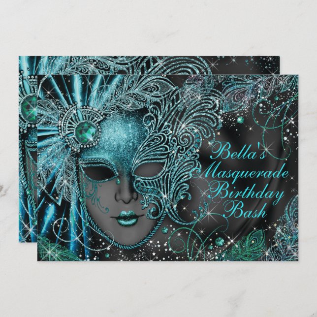 Gorgeous Masquerade Party Invitations (Front/Back)