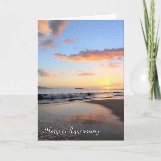 Gorgeous Maui Sunset Anniversary Card (Front)