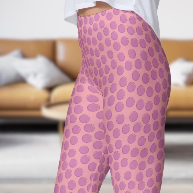 Gorgeous Mauve and Pink Polka Dot Pattern Leggings (Gorgeous Mauve and Pink Polka Dot Pattern Leggings)