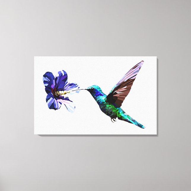 Gorgeous Minimalist Hummingbird/Hibiscus Canvas Print (Front)