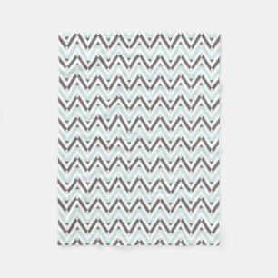 Gorgeous Mint Grey White Chevron Pattern Fleece Blanket