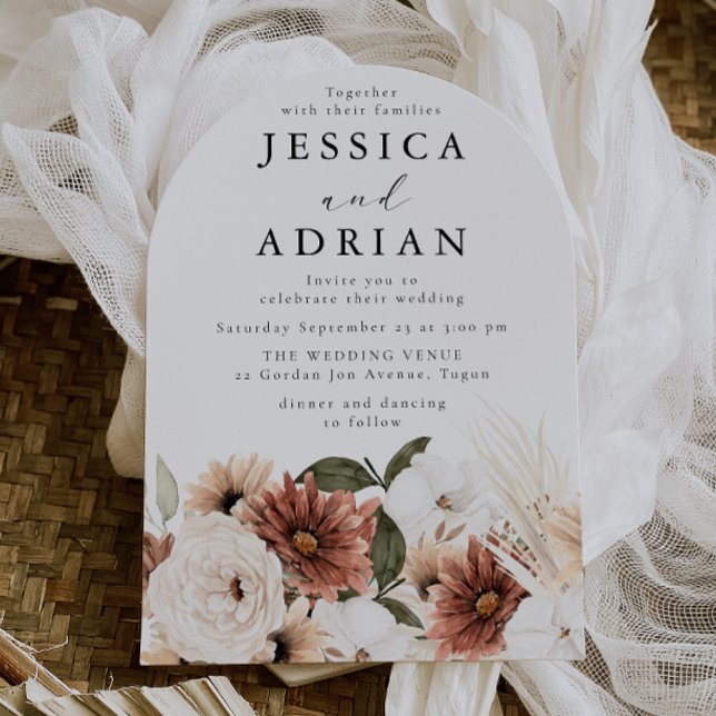 Gorgeous Modern Floral Boho Arch Wedding Invitation (Creator Uploaded)