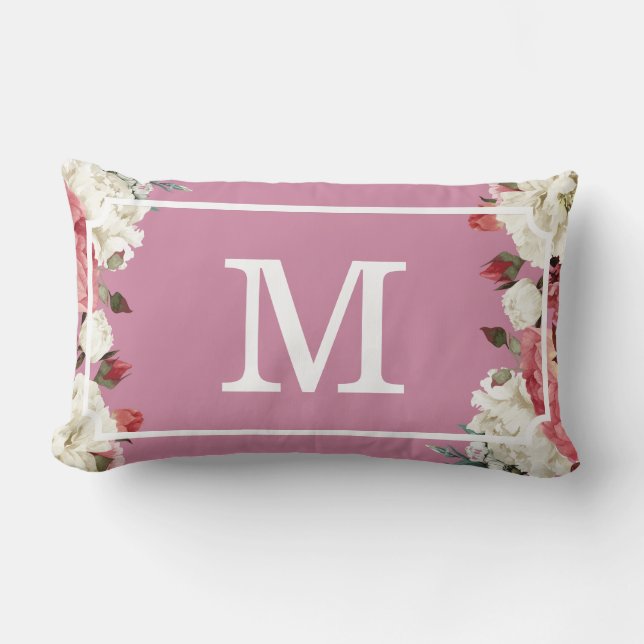 Gorgeous Monogram Pattern Lumbar Throw Pillow (Front)