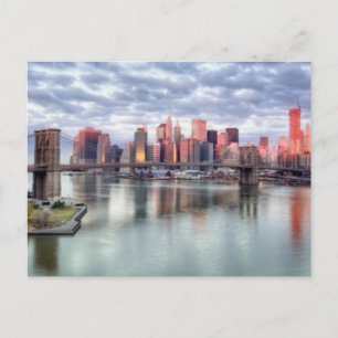 Gorgeous morning view and city reflections postcard