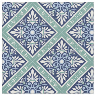 Gorgeous Moroccan Abstract - Blue, White, Green Fabric