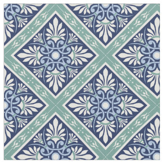 Gorgeous Moroccan Abstract - Blue, White, Green Fabric