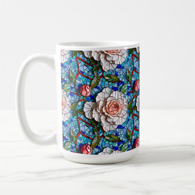 Gorgeous Mosaic Flowers Pattern   Coffee Mug (Left)