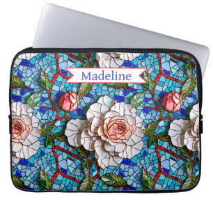 Gorgeous Mosaic Flowers Pattern Personalised Laptop Sleeve